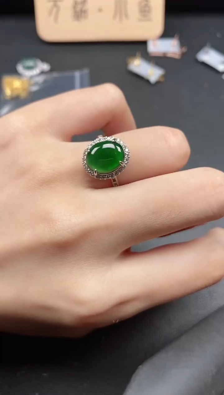 翡翠戒指银S925镶嵌51511