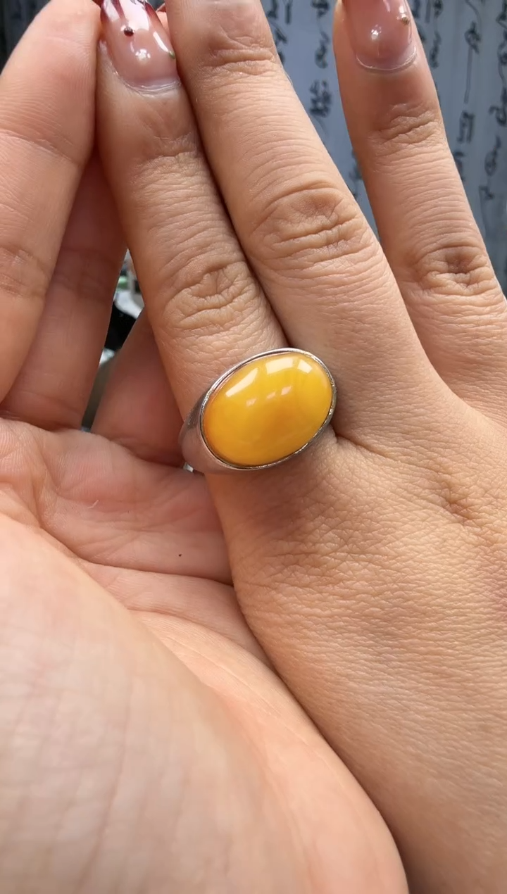 裸石琥珀银S925镶嵌如图