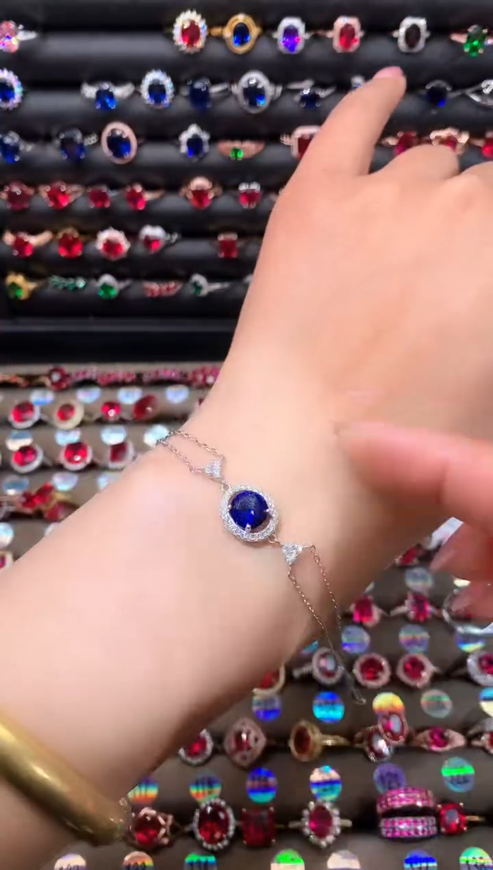 【闪购商品】蓝宝石手链银S925镶嵌1