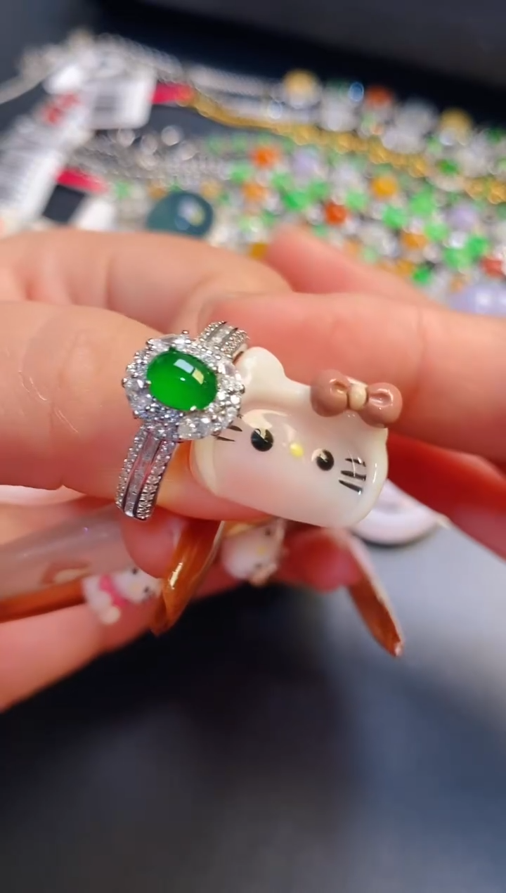 银S925镶嵌戒指翡翠天然