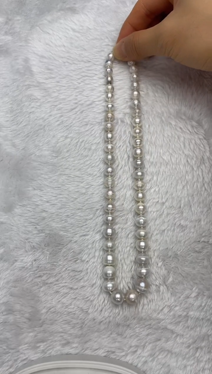 项链银S925镶嵌海水珍珠澳白7-11mm