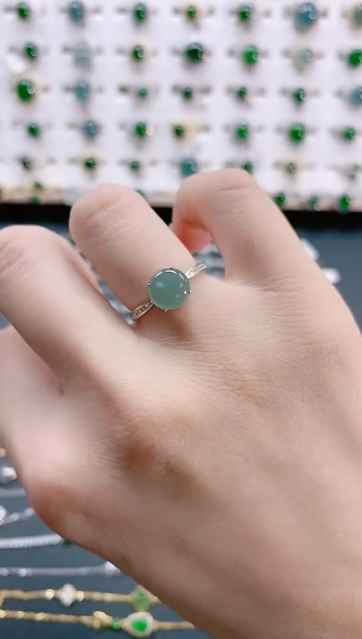 【闪购商品】翡翠戒指银S925镶嵌天然翡翠