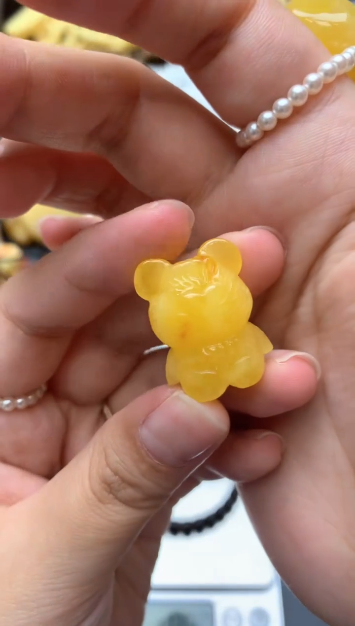 【闪购商品】琥珀珠宝奇石未镶嵌065琥珀蜜蜡花粉有纹小坑介意勿拍