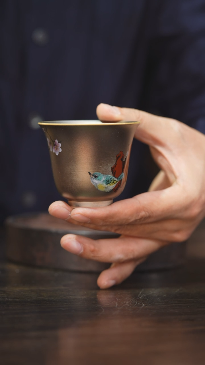 【闪购商品】杯122柴房陶瓷丨窑宝花鸟杯