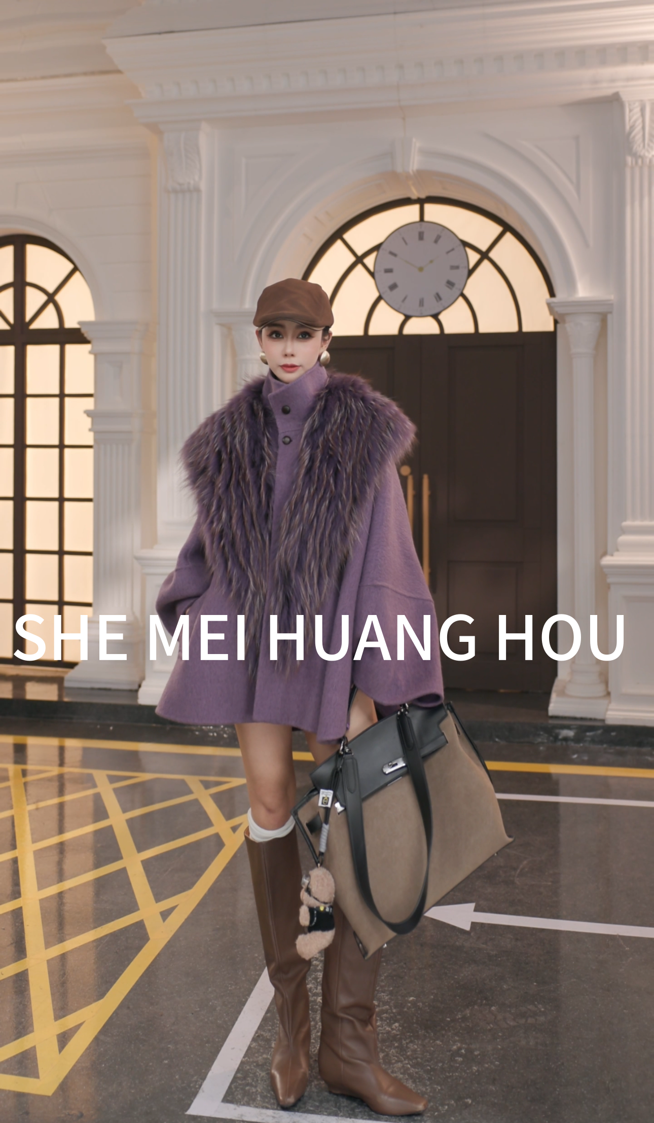 （时髦千金）原创貉子毛皮草苏力贝贝羊驼羊毛大版大衣13199