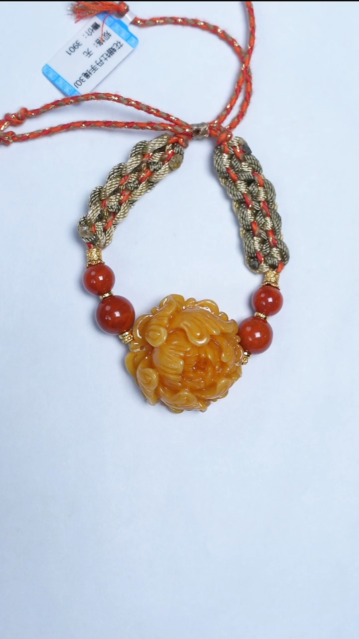 手链蜜蜡未镶嵌花蜡牡丹花手牌