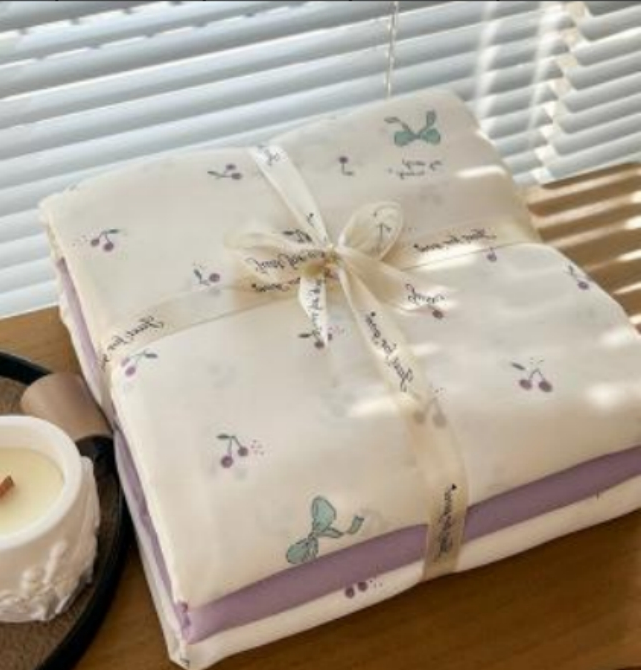 【可爱樱桃水洗棉四件套2000cm*230cm】（30天免费试睡）