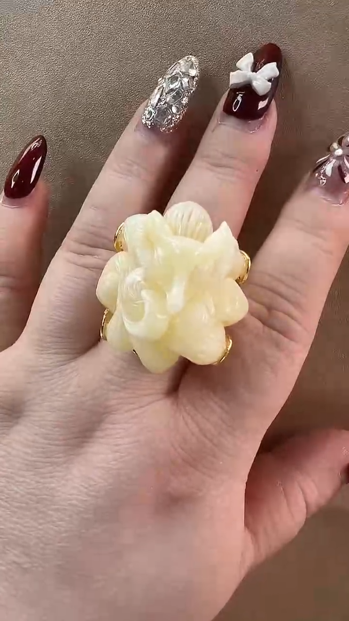 【闪购商品】琥珀戒指银S925镶嵌戒指
