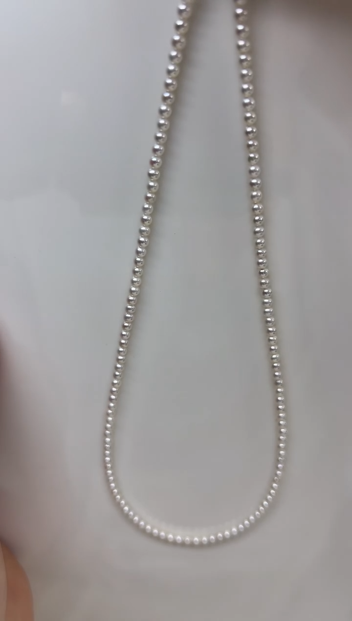 项链未镶嵌淡水珍珠极光白近正圆小米链3mm