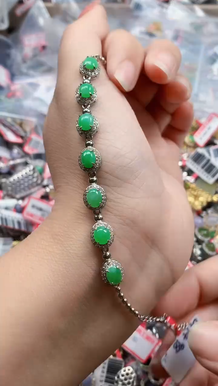 银S925镶嵌戒指翡翠天然A货缅甸翡翠