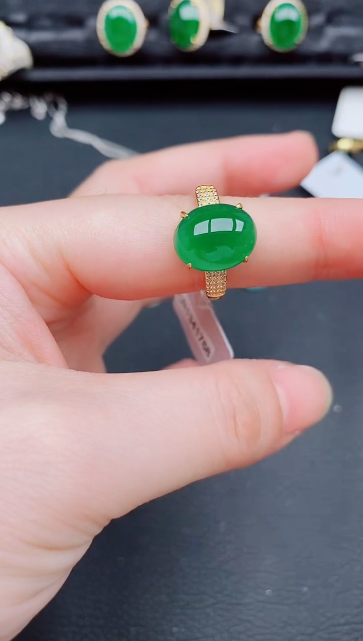 【闪购商品】翡翠戒指银S925镶嵌天然a货翡翠426