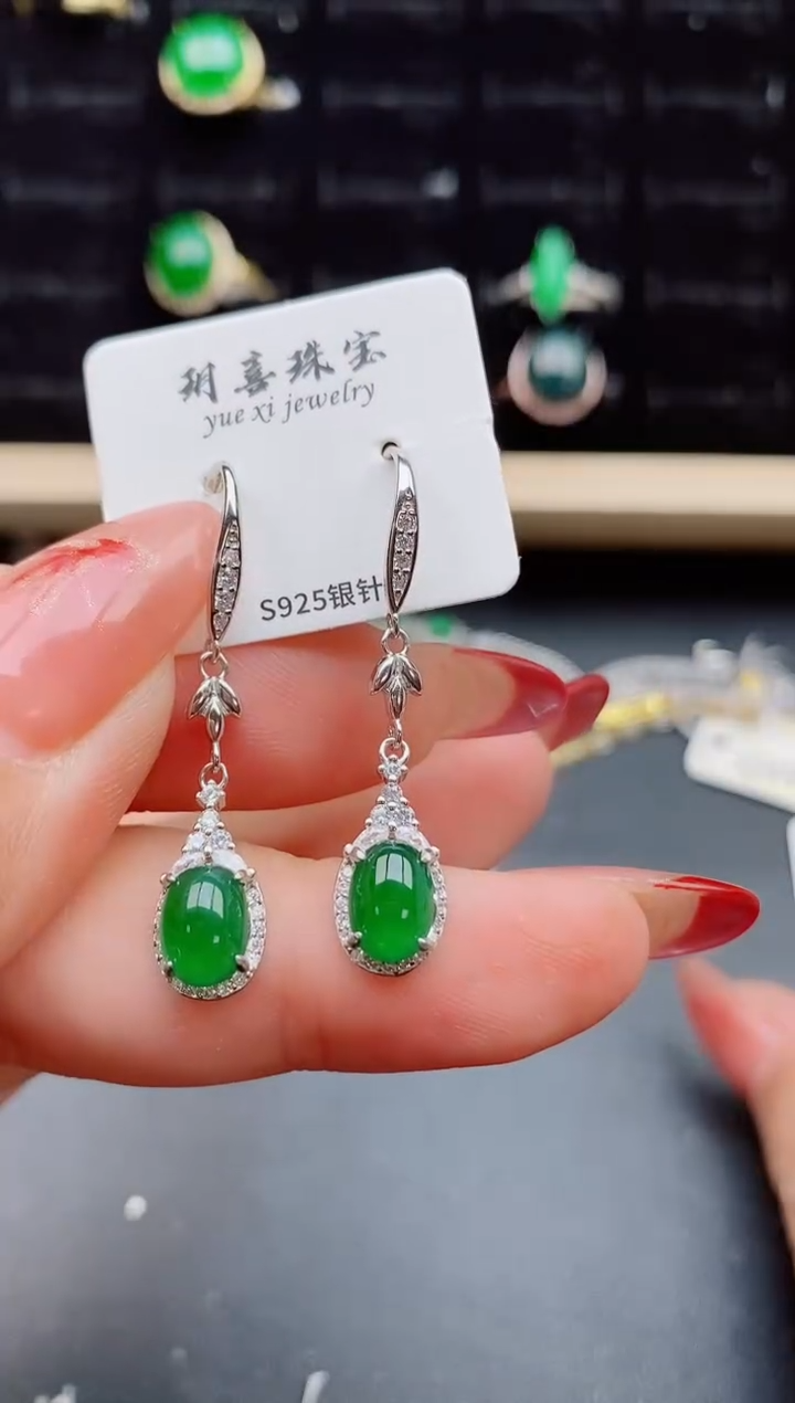 【闪购商品】翡翠耳饰银S925镶嵌321321