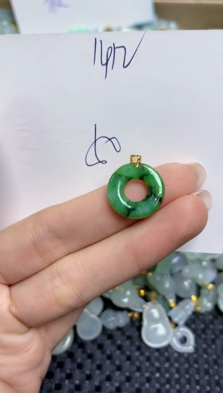 【闪购商品】翡翠颈饰18K金镶嵌天然缅甸A货翡翠