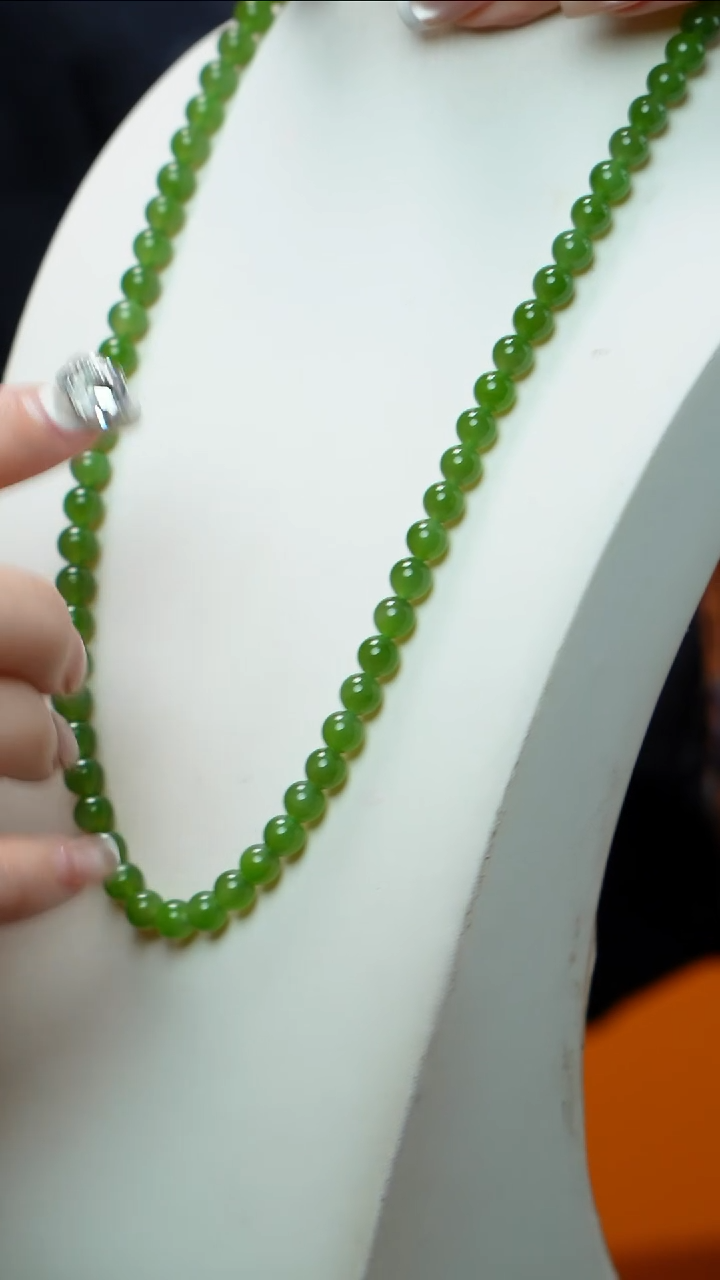 和田玉（碧玉）未镶嵌项链碧玉项链5-6mm 多样性发其一