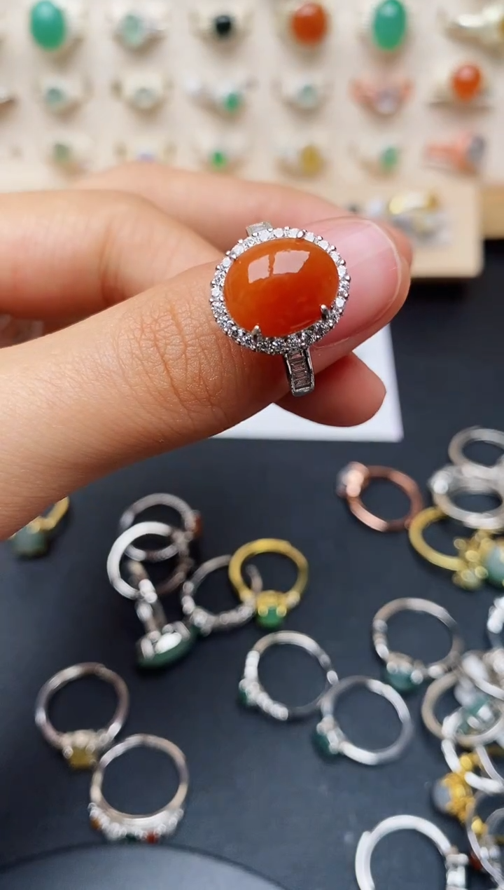 【闪购商品】翡翠戒指银S925镶嵌缅甸翡翠