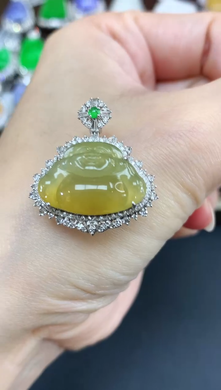 吊坠(不含链)18K金镶嵌翡翠85|