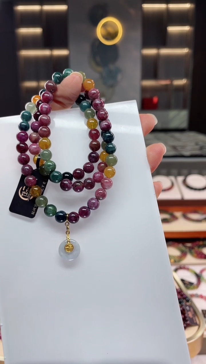 未镶嵌老矿碧玺三圈手串7mm+碧玺（多样性发一条）Q