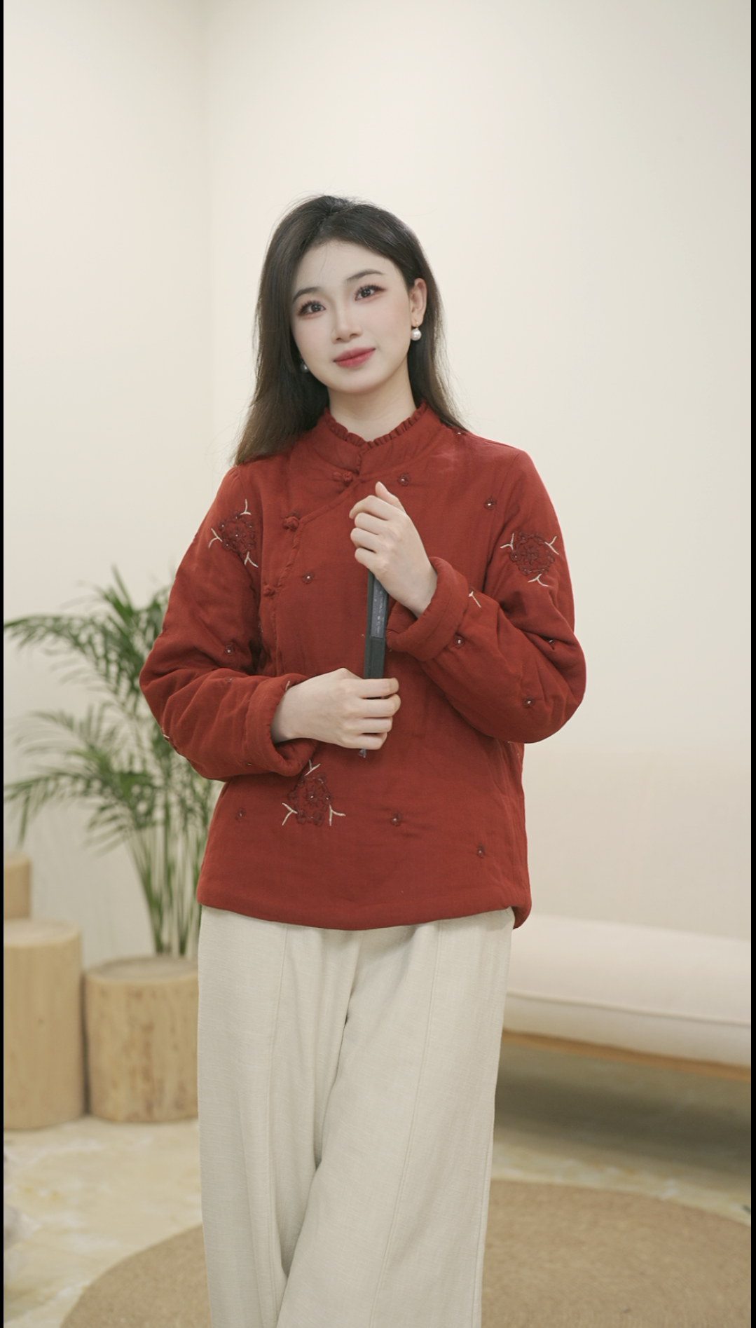 新疆长绒棉棉花小棉袄 贴身穿新中式手工盘扣斜襟刺绣棉服