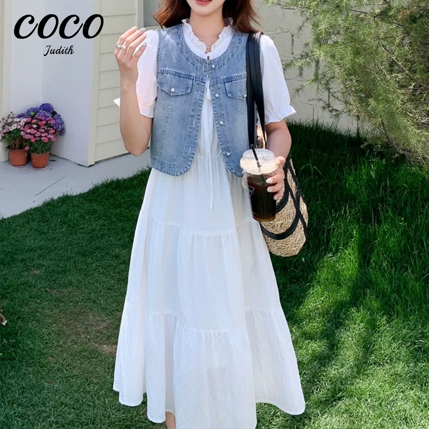 【RG6953】2025夏季新款显瘦气质小个子牛仔时尚法式宽松中长款套装