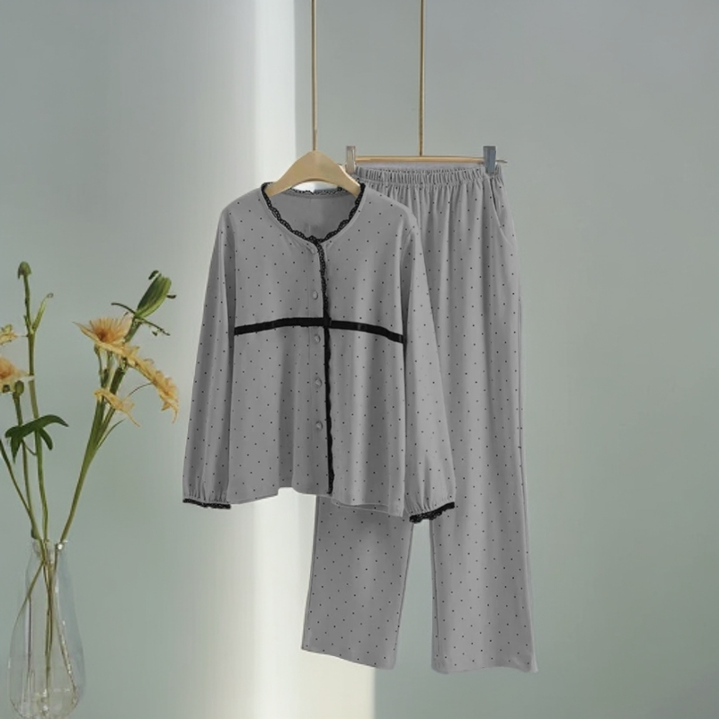 8107秋冬女士睡衣纯棉长袖套装休闲可外穿小香风睡衣宽松家居服