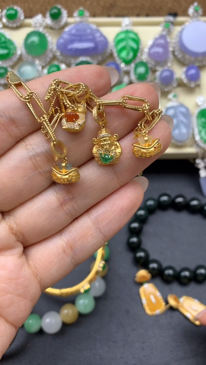 【闪购商品】翡翠手串18K金镶嵌412-中国好珍宝