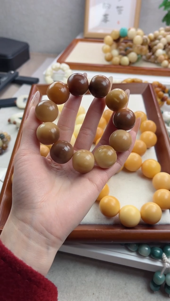 【闪购商品】菩提根/象牙果手串干磨苹果21mm手串E76