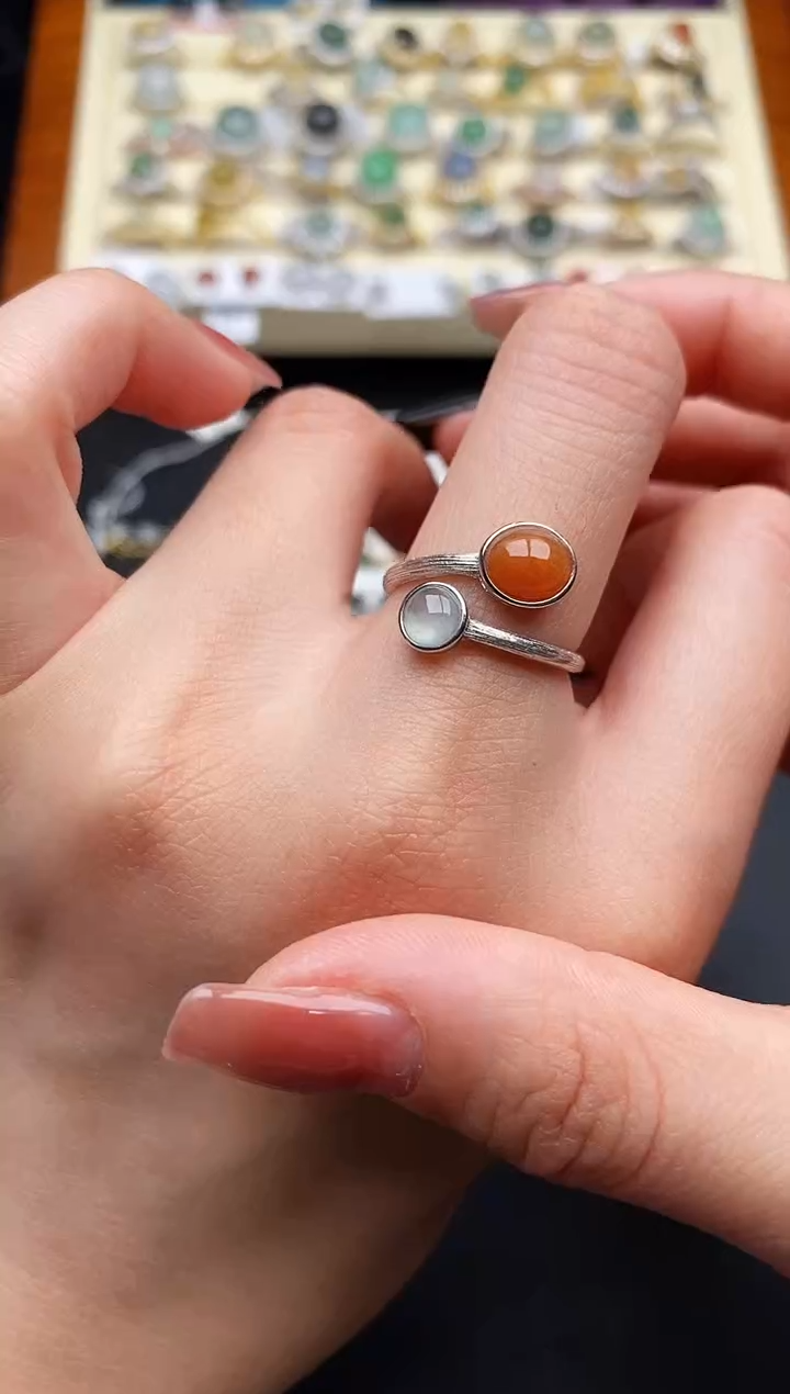 翡翠银S925镶嵌戒指55555555+3