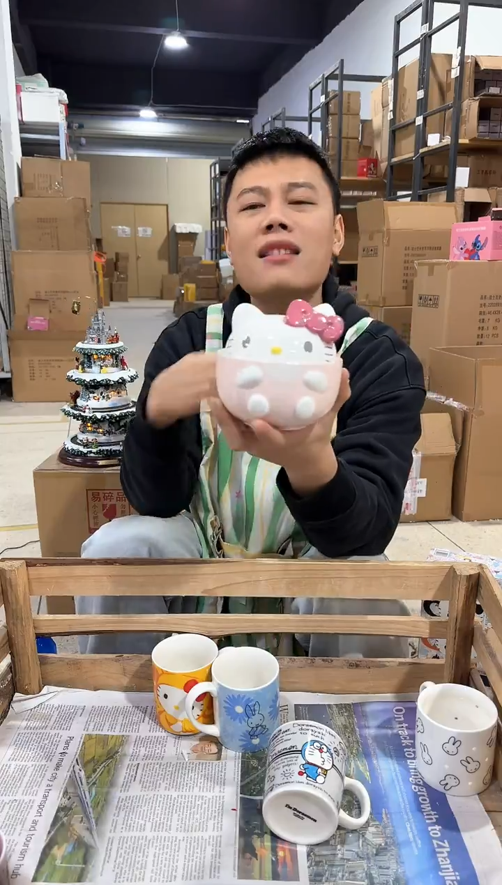 瓷片原盒Q版kt猫炖盅