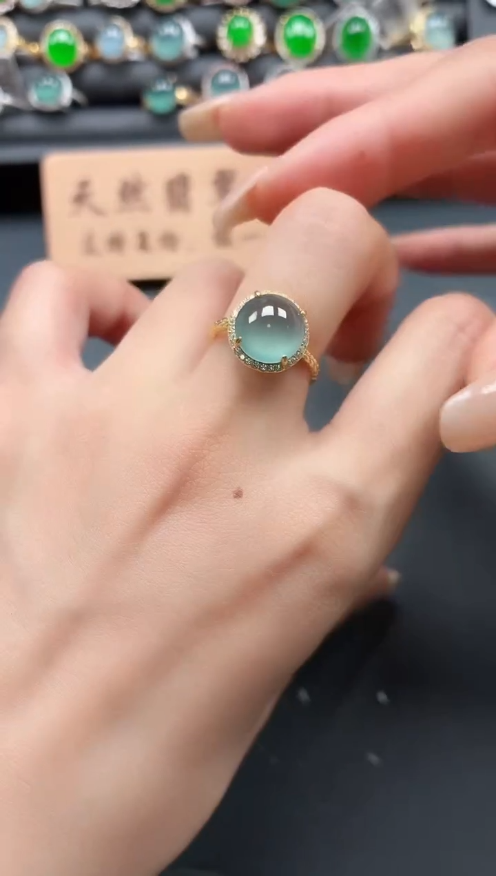 银S925镶嵌戒指翡翠1111111