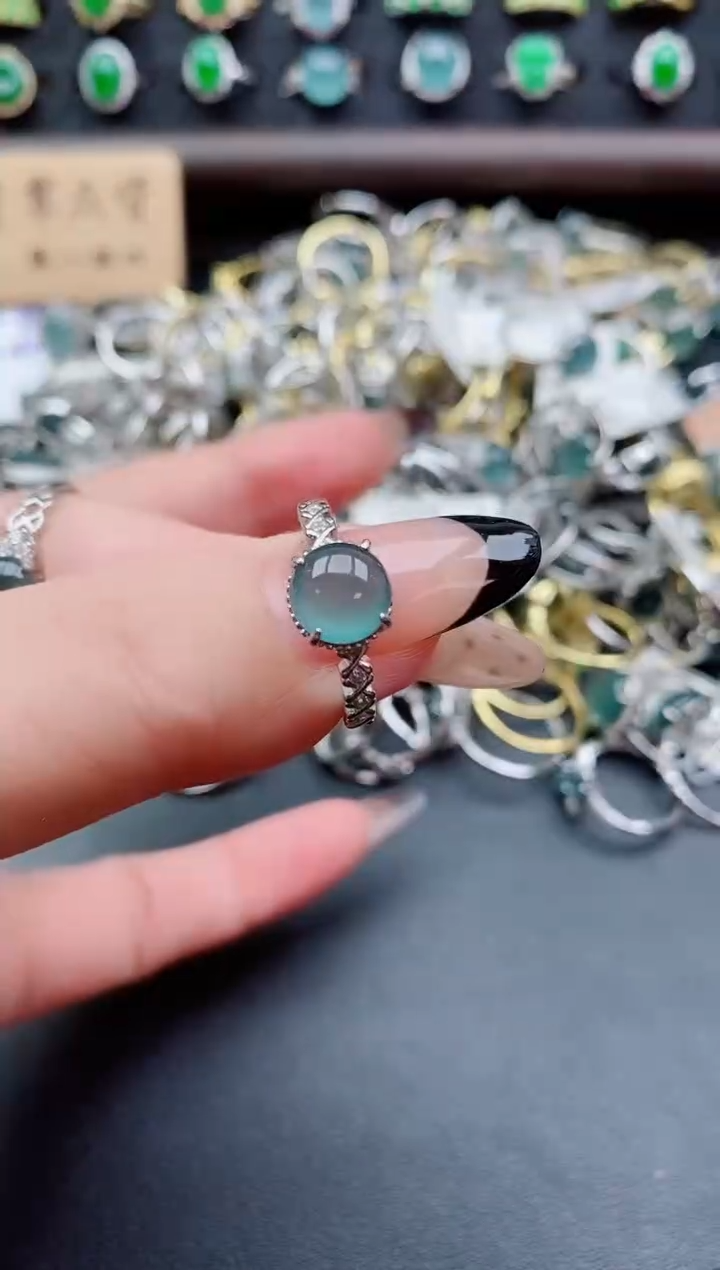 银S925镶嵌戒指翡翠1