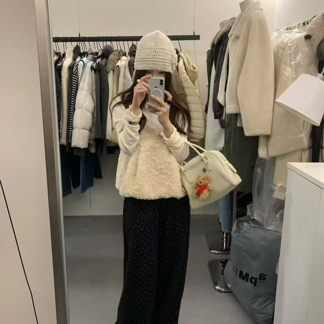 古灵精怪的浪漫~杭货原版高货仿羊羔毛吊带上衣