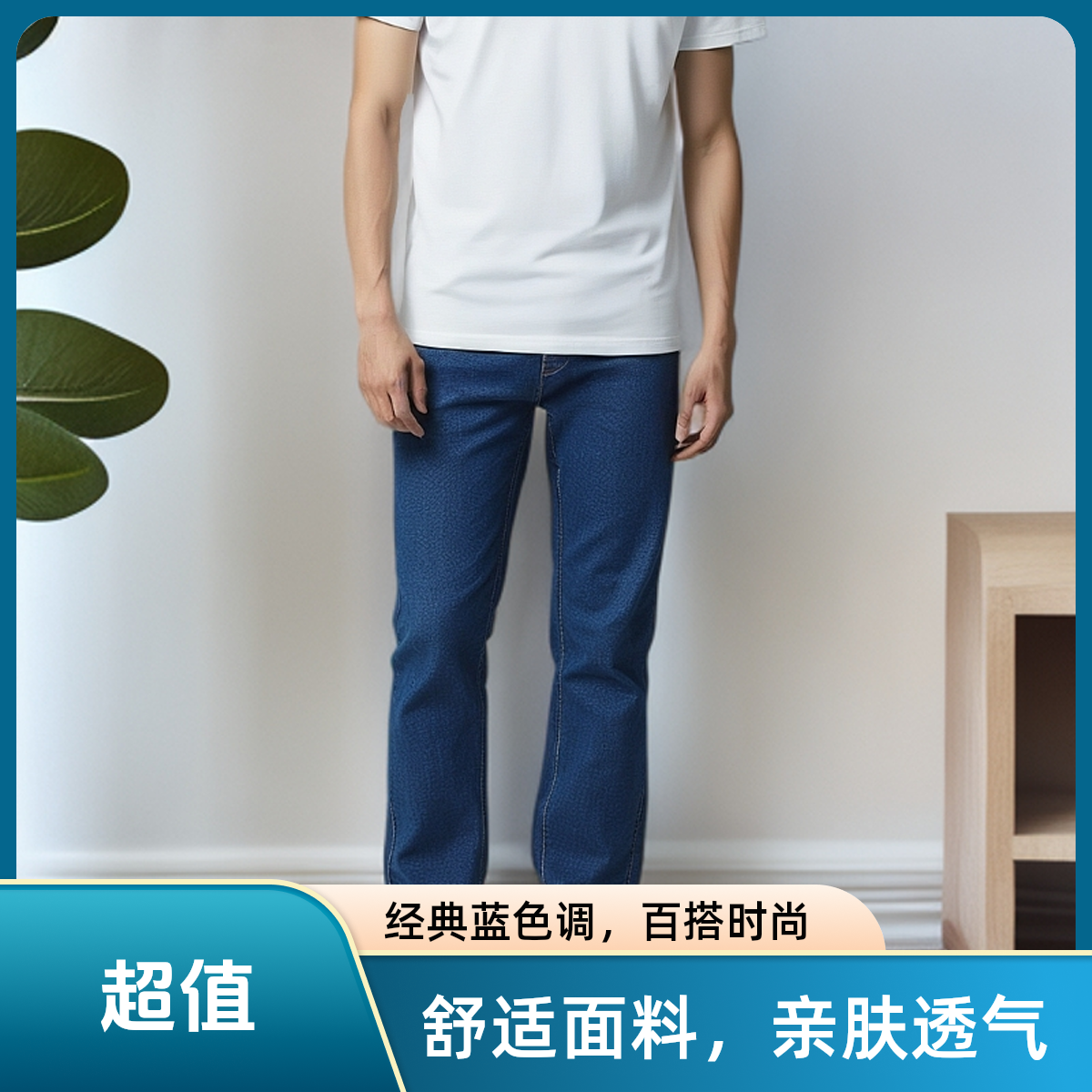 #VG010#重工18盎司牛仔裤复古水洗泥黄色赤耳丹宁蓝牛