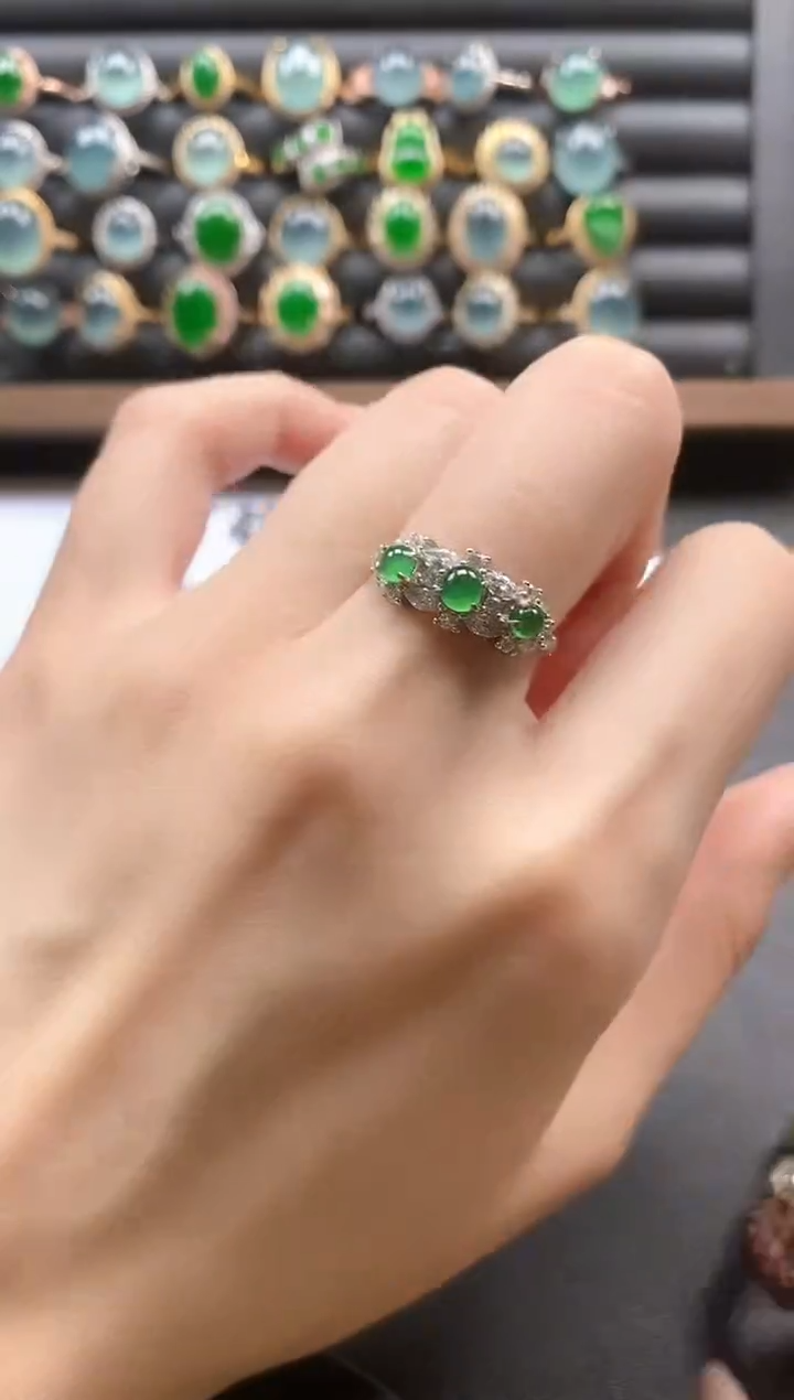 银S925镶嵌戒指翡翠51511