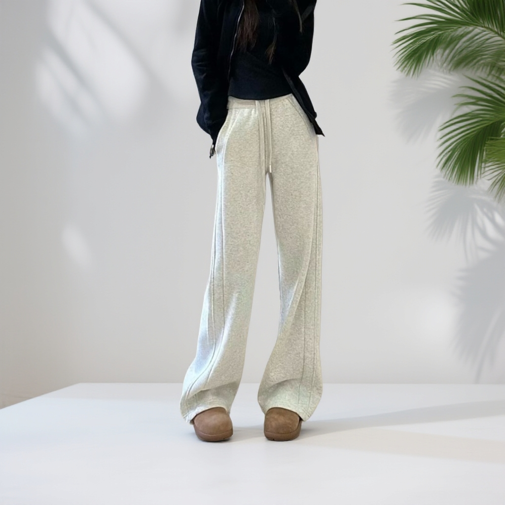 休闲阔腿加绒裤秋冬常规裤一毛毛一样样