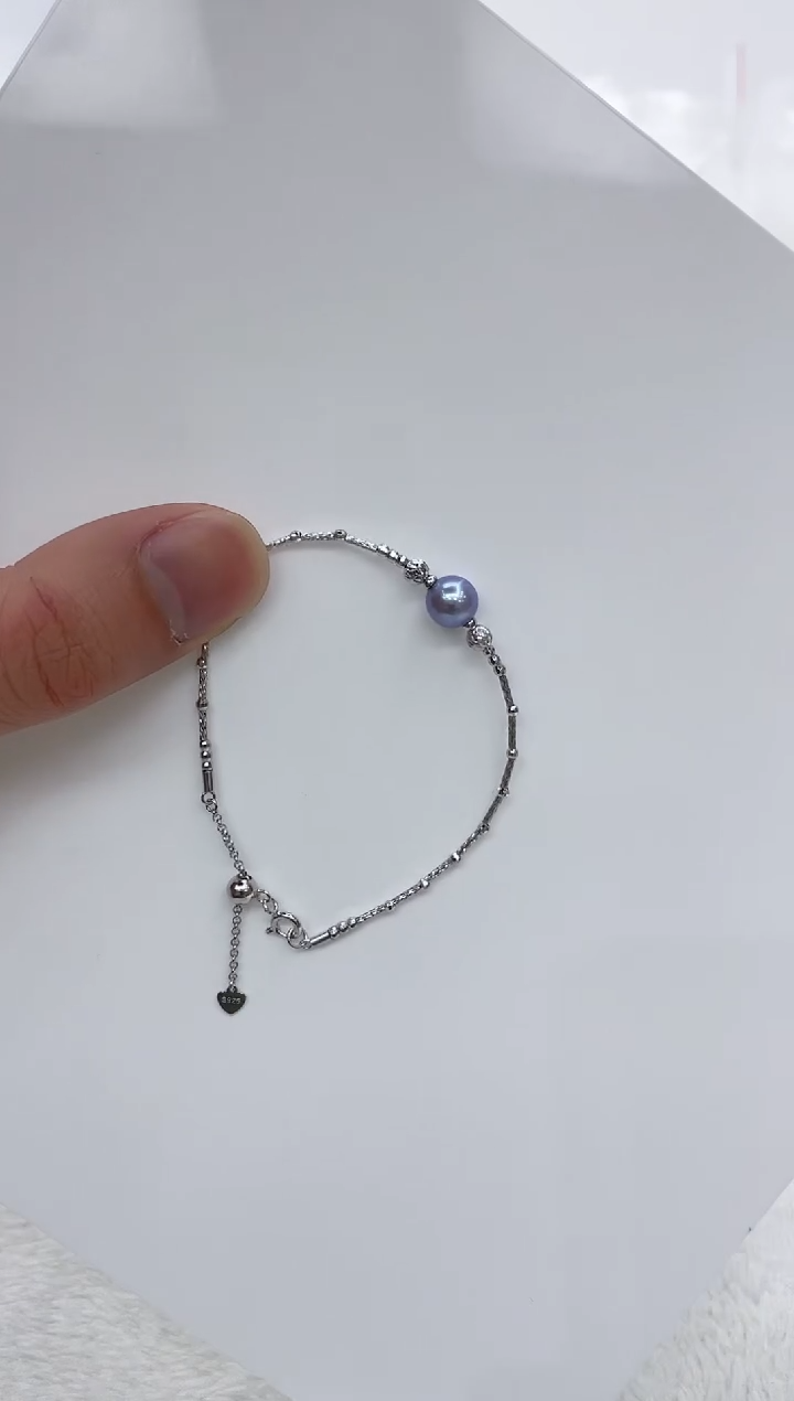 【闪购商品】淡水珍珠手链银S925镶嵌淡水珍珠手链