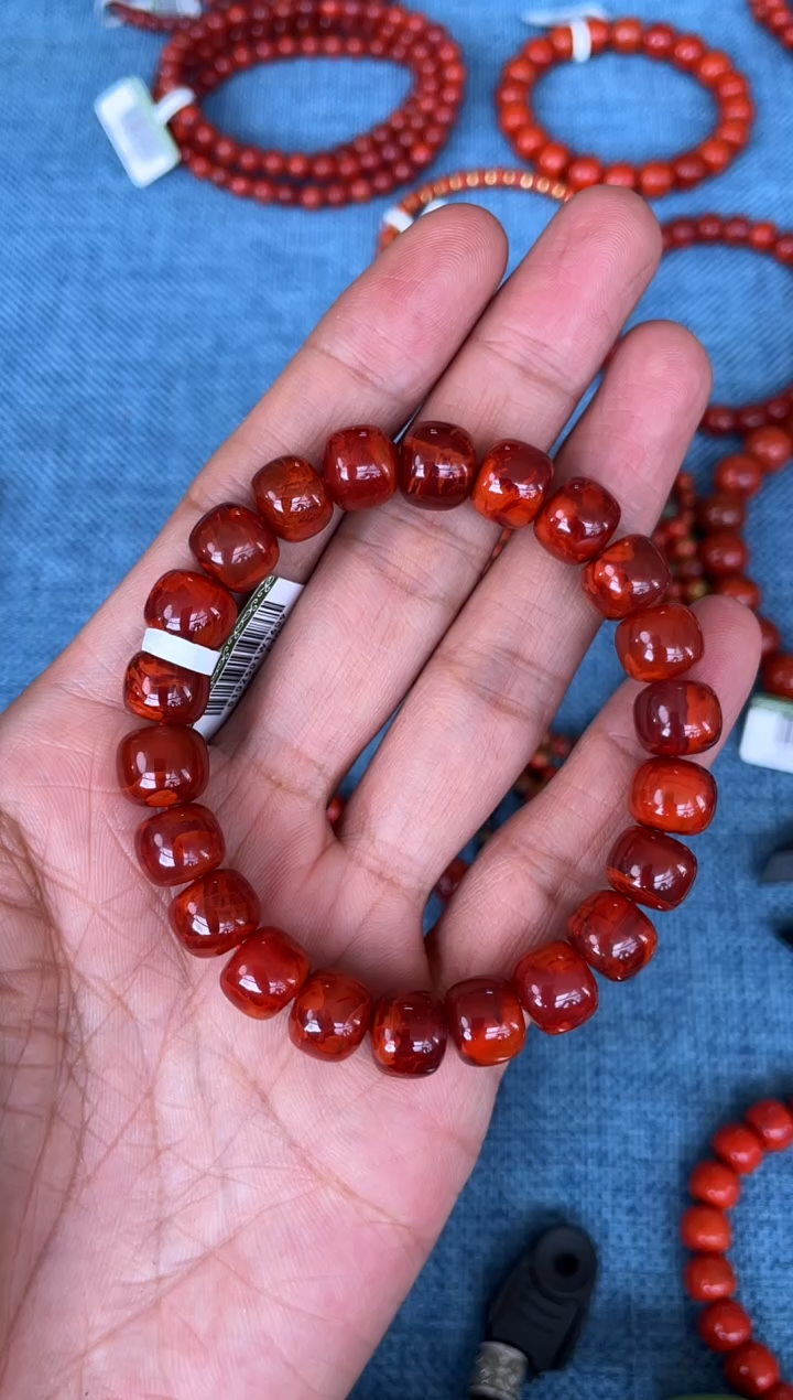未镶嵌手串南红玛瑙N23凉山瓦西料原矿牛血红单圈