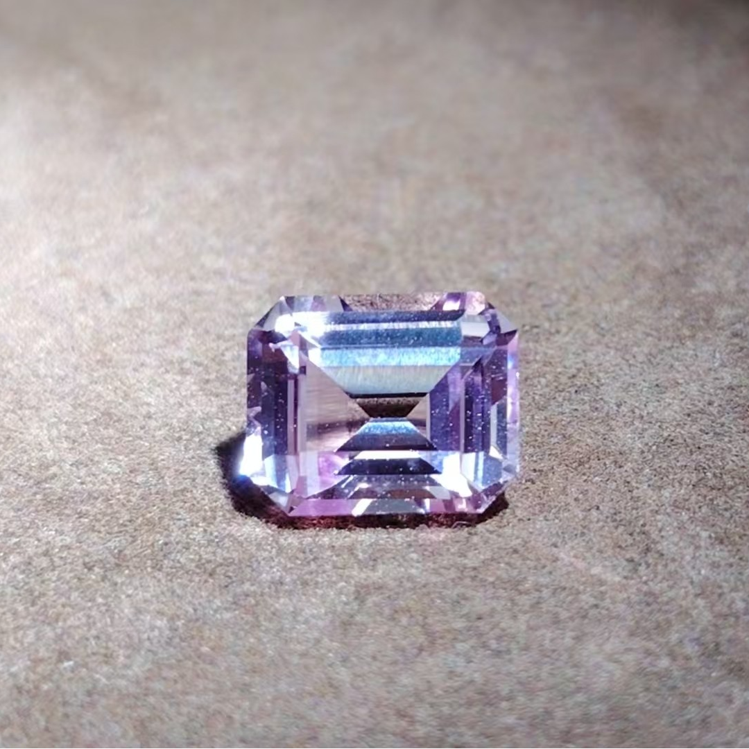 培育蓝宝石#4.59ct帕帕拉恰日出阿斯切长方形9.9*7.9精切支持双检