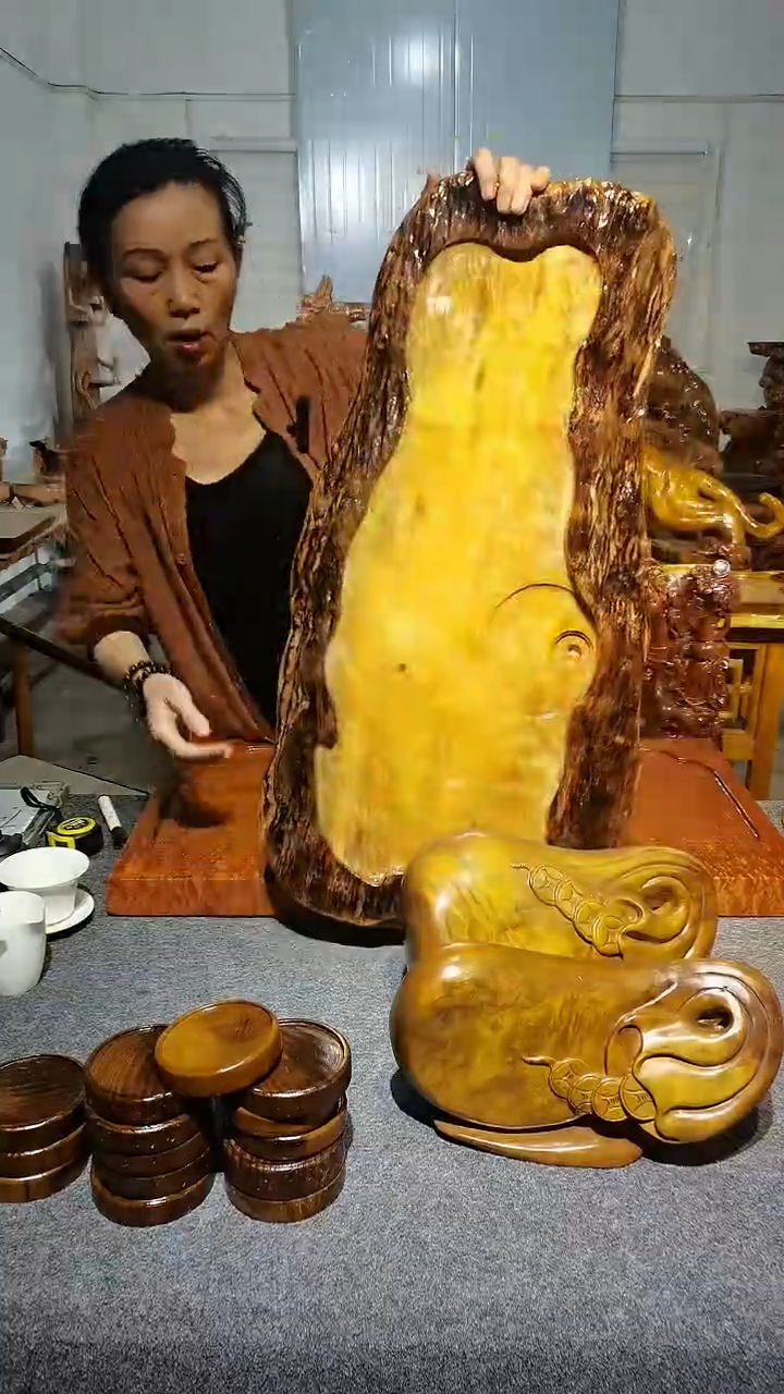木茶盘，大叶金丝楠木，78-39-4