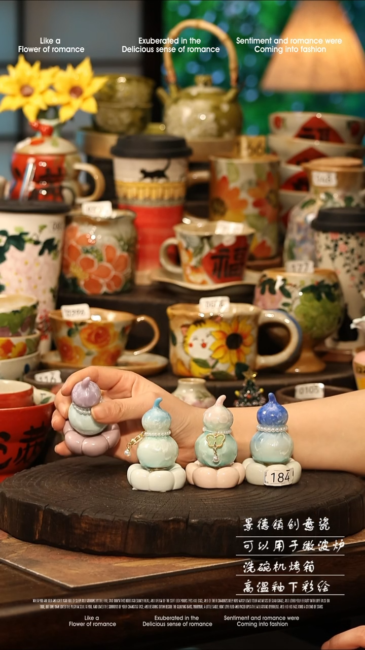 陶瓷随机一个景德镇高温釉下彩手工手绘款式@A0184@