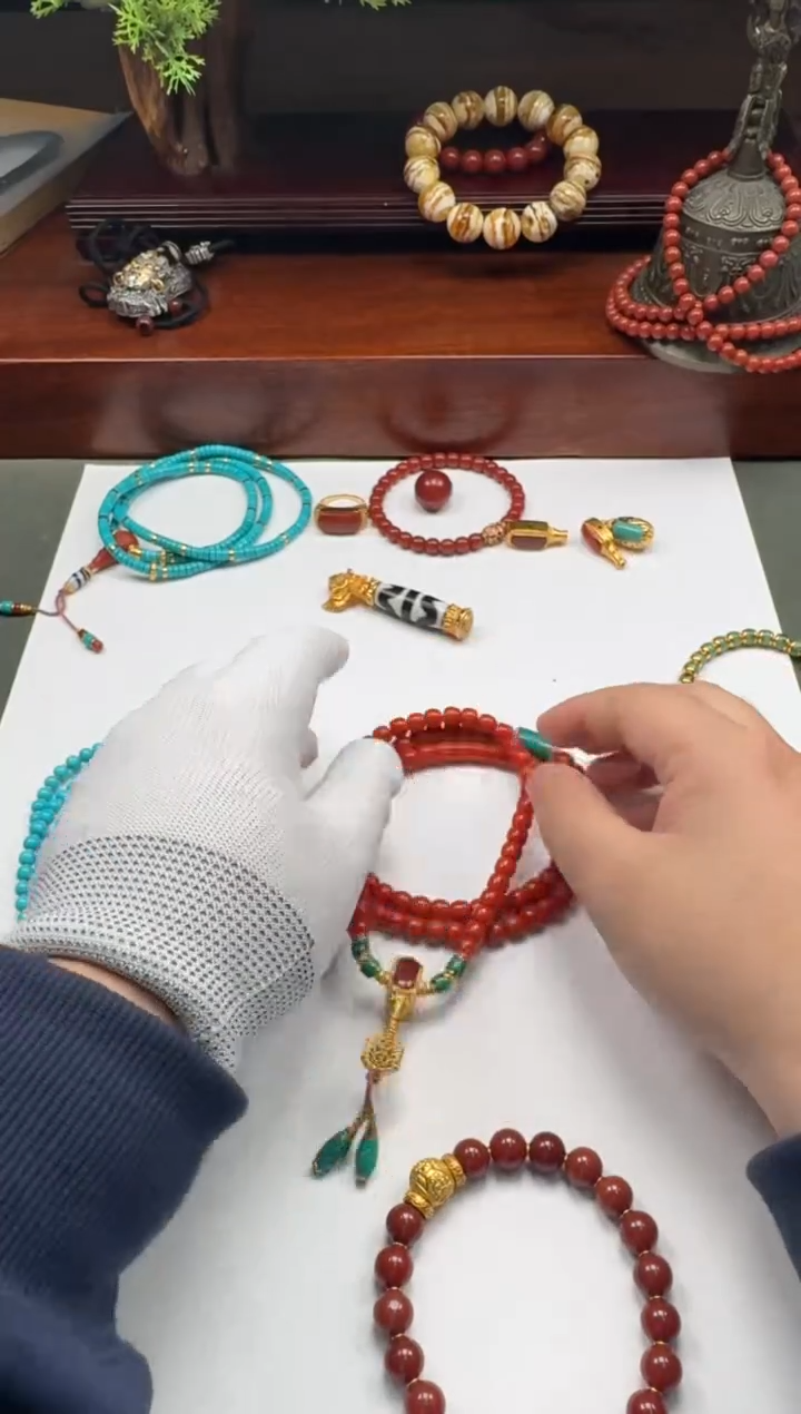 【闪购商品】南红玛瑙手串手串18K金镶嵌手串手串