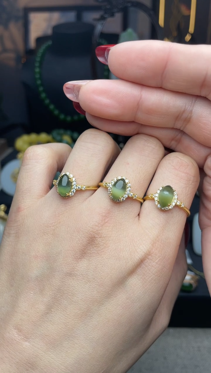 【闪购商品】和田玉戒指银S925镶嵌b006多样性发其一