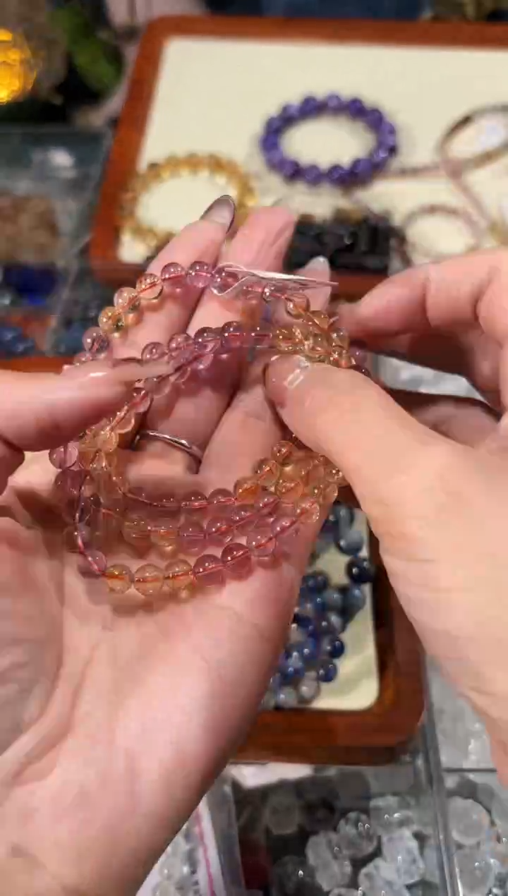 【闪购商品】水晶手串未镶嵌D10紫黄三圈