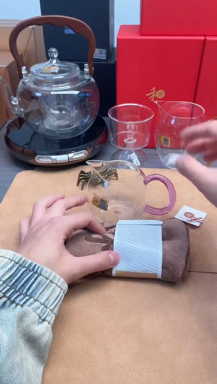 【闪购商品】晶彩/畅然茶海/浅紫+茶巾1条