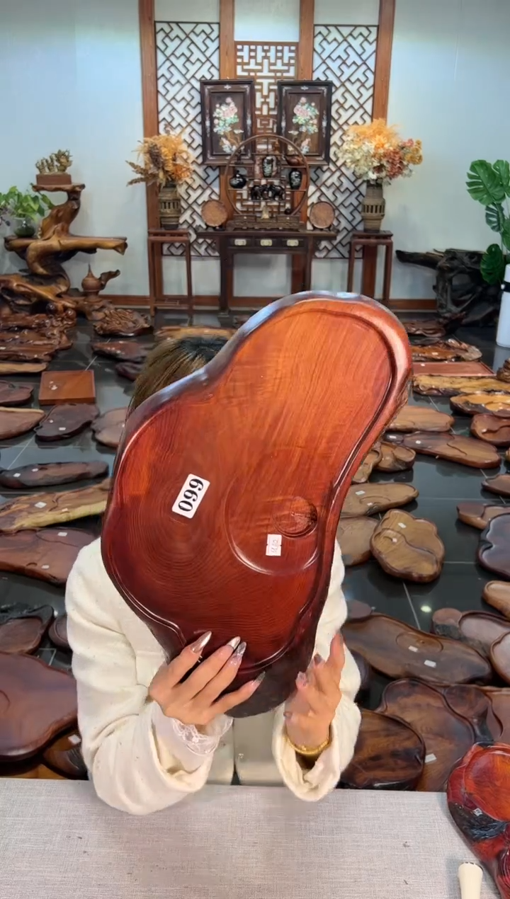 【闪购商品】大果紫檀（缅甸花梨）茶盘099
