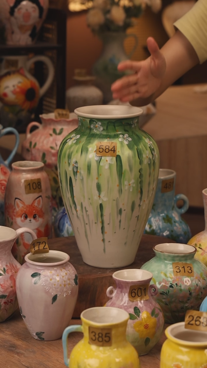 陶瓷584景德镇设计师手作花器摆件侘寂风