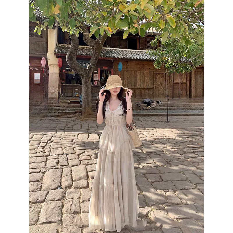 超大裙摆/加长压褶宽松休闲大裙摆a字长裙女 SU262