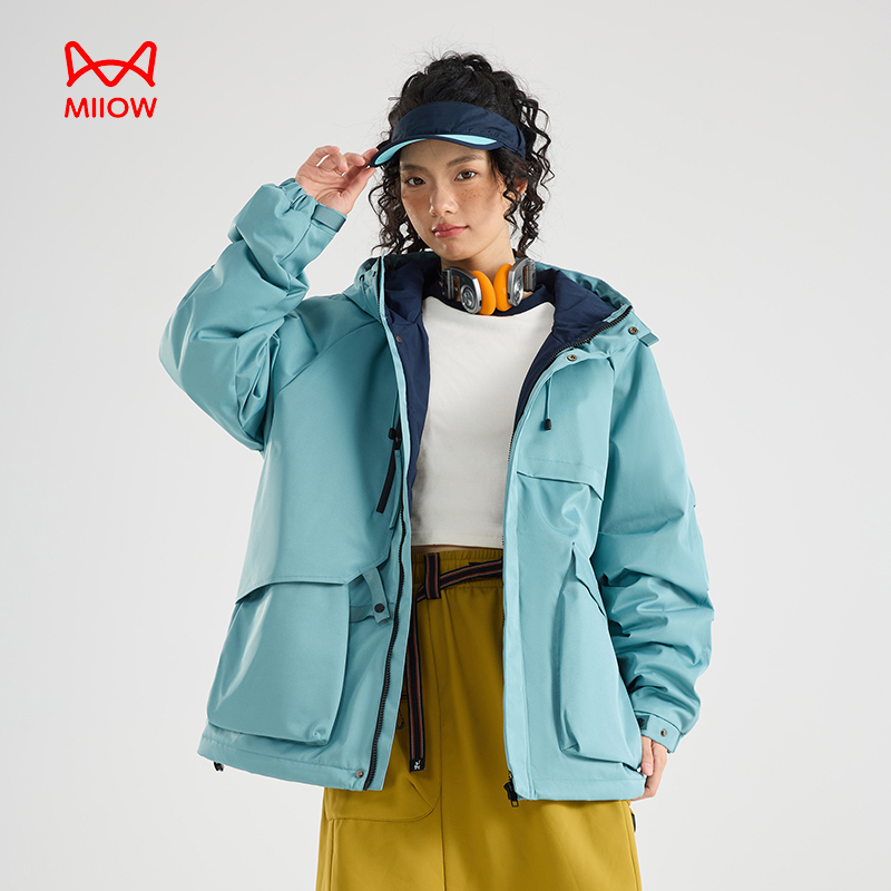 MIIOW CLASSIC/猫人经典冬季情侣连帽宽松棉服男加厚保暖夹克外套