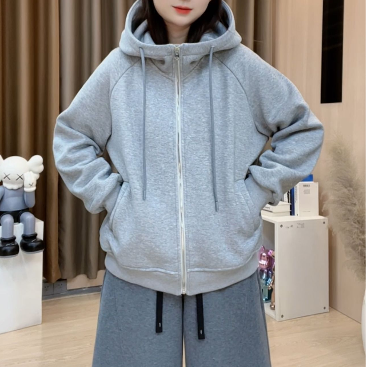 2025秋冬新款女装韩版百搭卫衣外套休闲宽松拉链外套B277