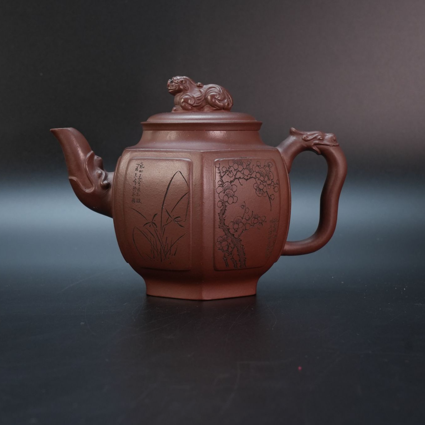 lot21719 1586 徐周 紫泥六方汉韵壶 500cc