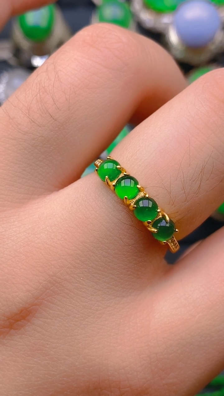 【闪购商品】翡翠戒指银S925镶嵌天然A货翡翠1